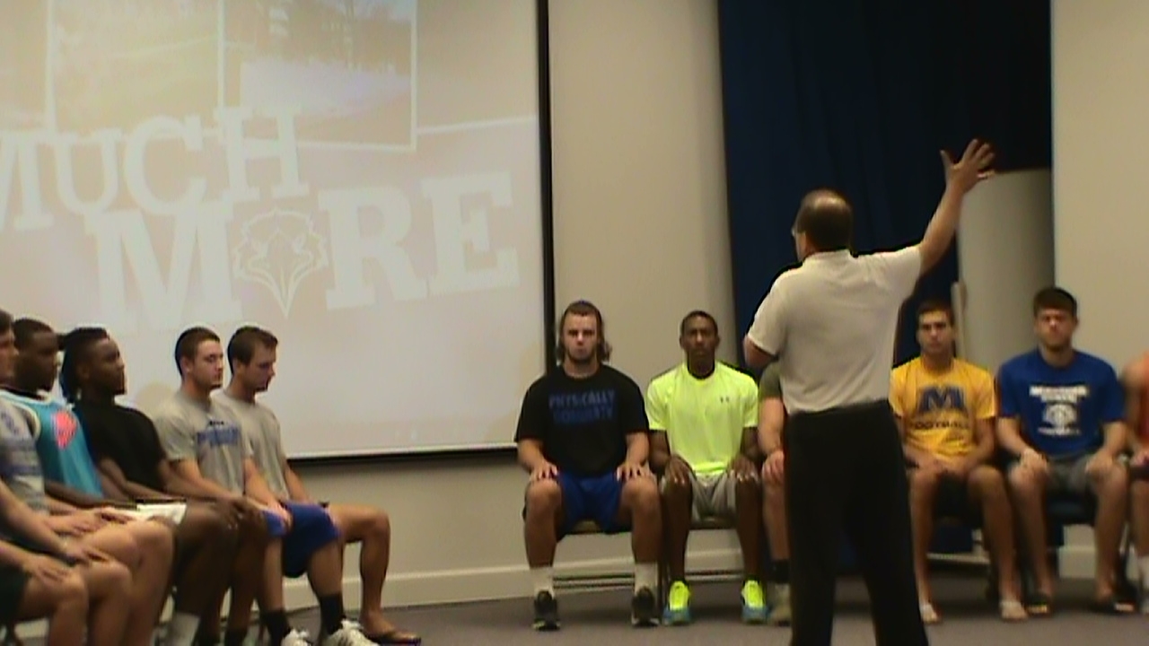 hypnotic induction for college football team  by hypnotist chris cady 